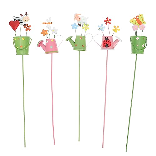 YARNOW 1 Satz Wasserkocher Topfpflanze Karte Pflanzenstecker Pflanzstecker Garden Decor Pflanzenstützpfähle Blumenpfähle Blumentopf-Picks Pflanzenpflücker Aus Metall Schmiedeeisen 5 Stück