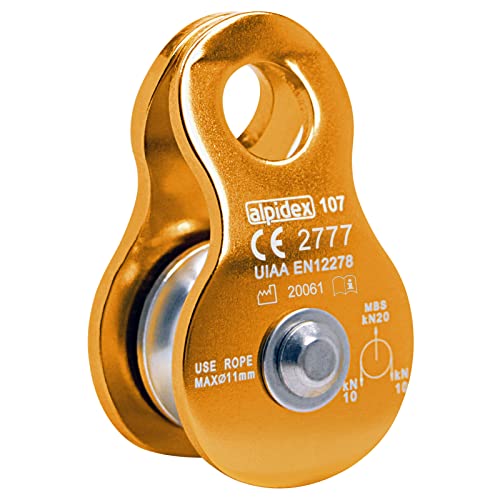 ALPIDEX Seilrolle Umlenkrolle 20 kN - Mobile Pulley Flaschenzug - für Seile bis 11 mm Durchmesser - EN12278, Farbe: orange