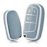 OFFCURVE Autoschlüssel Hülle Schlüsselhülle, Schlüsselcover Schlüsselgehäuse 3/4/5 Tasten Passt für Jeep Grand Cherokee Renegade Compass Chrysler Dodge Journey Dart Challenger Charger Ram Fiat 500X