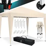 KESSER® Pavillon 3x3m | wasserdicht | inkl. Tasche | Pop-Up Klicksystem | UV-Schutz 50+ | Faltpavillon | Gartenzelt | Partyzelt | Metall-Verstrebungen | Beige