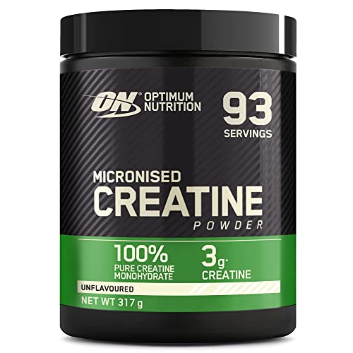 Optimum Nutrition mikronisiertes Kreatin-Pulver, 100% reines Kreatin-Monohydrat-Pulver für Leistung und Muskelkraft, ohne Geschmack, 93 Portionen, 317 g