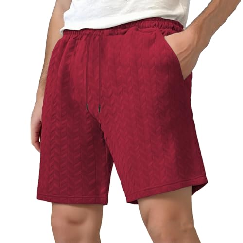 Shorts Herren Cargo Schwarz für Herren, lässig, bequem, atmungsaktiv, den Sommer, Herrenhosen Alltag, Herrenshorts Kite(Rot,XL)