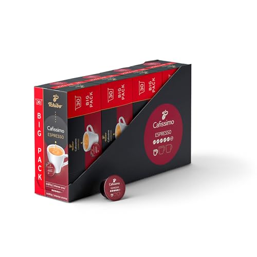 Tchibo Cafissimo Vorratsbox Espresso kräftig Kaffeekapseln, 120 Stück – 4x 30 Kapseln (Espresso, intensiv mit kräftigen Röstaromen), nachhaltig & fair gehandelt