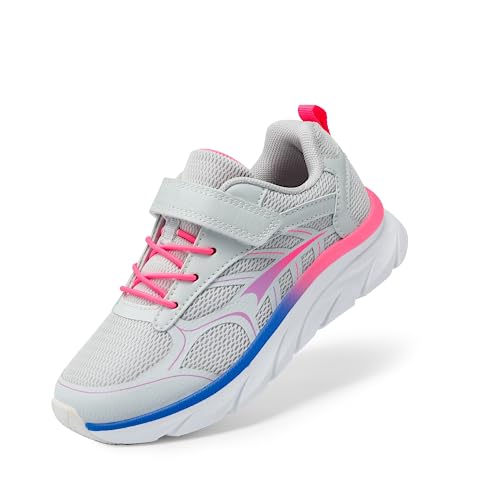 DREAM PAIRS Turnschuhe Jungen Mädchen Schuhe Kinder Sneaker Tennis Atmungsaktiv Laufschuhe Sportschuhe,Size 35,Hellgrau/Rosa,SDRS2326K