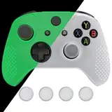 eXtremeRate Silikon Schutzhülle Case für Xbox One S/X Controller, Anti-Rutsch Gummi Hülle & 2 Thumbstick Sticks Kappen Aufsätze für Xbox One S/X Controller-Glow in Dark Grün