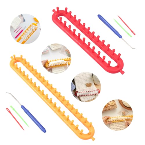 Tcdwla Strickmaschine, Strickring, Webrahmen, Knitting Machine für Handgestrickte Schals für Erwachsene (36cm) und Kinder (26cm), mit 2 Haken und 4 Wolle Nadel, für Anfänger und Strickliebhaber (2PCS)