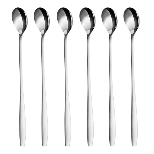 GRÄWE Latte Macchiato Löffel Set, Silber, 6-teilig, 22 cm, Lange Löffel, Cocktaillöffel, Dessertlöffel, Eislöffel, Löffel für Eiskaffee, Edelstahl, spülmaschinengeeignet