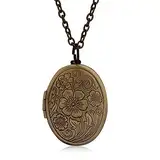 Fajewellery Bilder Medaillon zum öffnen Herz aufklappen Foto mit Kette Blume Oval für Damen Herren