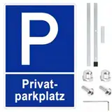 Parkplatzschild mit 90 cm Hohem Pfosten, Privatparkplatz Schild mit Pfosten, Parken Verboten Schild, Parkschilder, Parkplatz Kennzeichen, Einfache Montage, Wetterfest und Gut Sichtbar