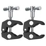 2 Stück Kameras Super Clamps, Magic Arm Clamp mit 1/4 und 3/8 Gewindeclips, Kugelkopf-Stativklemmen für Blitzlicht, Stativ, LCD/DV-Monitor, LED-Leuchten