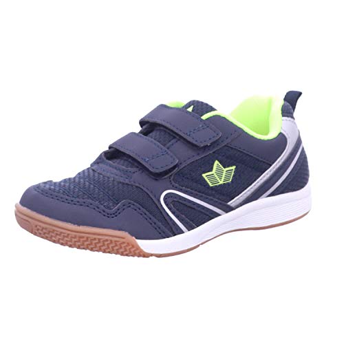 Lico BOULDER V Unisex Kinder Multisport Indoor Schuhe, Marine/ Lemon, 36 EU ( Die Anzahl der Klettbänder kann je nach Schuhgröße variieren )