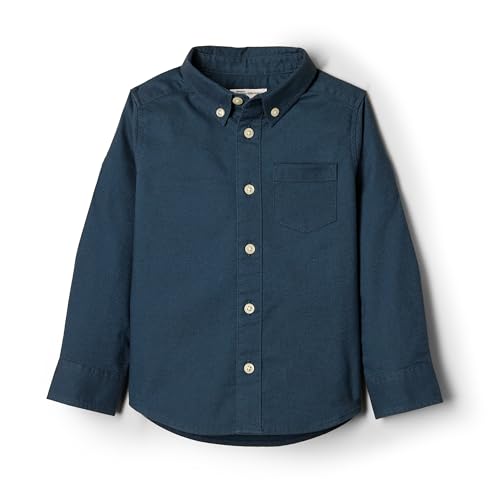 Amazon Essentials x Sofia Grainge Baby Jungen Elastisches Oxford-Hemd mit Kragen, Dunkles Marineblau, 6-9 Monate