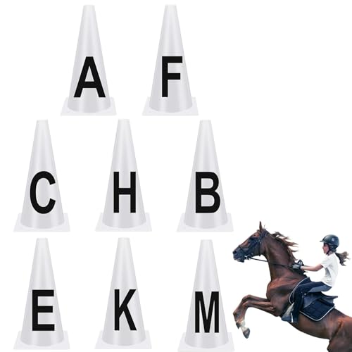Dressurbuchstaben | Weiße Dressurkegel mit Buchstaben - Wettkampf-Dressurmarker, stapelbare Sport-Trainingshütchen für Reitsportler