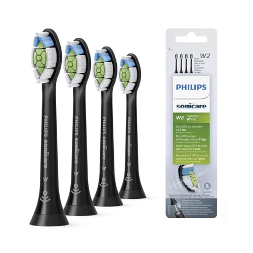 Philips Sonicare Original W2 Optimal White Standard Bürstenköpfe für Schallzahnbürsten – 4er-Pack, in Schwarz (Modell HX6064/11)