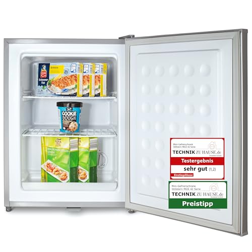 Stillstern Mini Gefrierschrank (42L) -18°C, Eiswürfelschale, Schloss, Türanschlag wechselbar, 4-Sterne Tiefkühlschrank für Camping/Büro Gefriertruhe Klein Gefrierschrank Klein Tiefkühltruhe