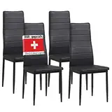 ALBATROS Esszimmerstühle 4er Set MILANO, Schwarz - Edles Italienisches Design, Kunstleder-Bezug, bequemer Polsterstuhl - SGS geprüft - Moderner Küchenstuhl, Stuhl Esszimmer