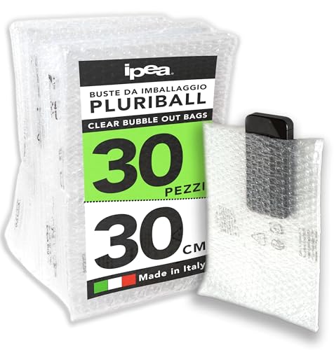 IPEA Luftpolsterbeutel für Verpackung und Versand – 30 Stück – Made in Italy – 30 x 20 cm – Große Luftpolstertaschen für Schutz und Polsterung von Gegenständen – Reißfest und Stoßfest -