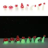 Giantree 8 Stück Mini Harz Pilze Deko, Fluoreszierender Pilz niedliche kleine Pilze, Dekorationszubehör für Gartenlandschaft Aquarium Kuchendekoration Topf-DIY Desktop-Dekoration