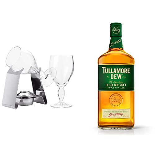 Spring Irish Coffee Set | inkl. 2 Irish Coffee Gläsern | Rechaud aus Edelstahl mit Brenner | Cocktail Zubehör | Eiskaffee Gläser groß & Tullamore DEW Original Blended Irish Whiskey, 70cl