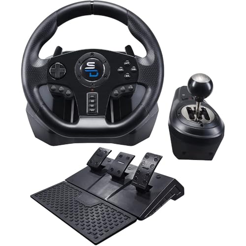 Superdrive Gs850-X Racing Wheel mit manuellem Schalthebel, 3 Pedalen, Schaltpaddeln für Xbox Serie X/S, Ps4, Xbox One (programmierbar für alle Spiele)