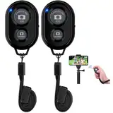 TESECU Bluetooth Fernbedienung, Handy Bluetooth Selfie Remote Control, Fernauslöser Selbstauslöser Fernbedienung für iOS, Android Smartphone (Bluetooth Fernbedienung Schwarz - 2pcs)