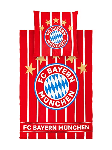 FC Bayern München Bettwäsche Streifen| Maße: 135x200 cm | Rot-Weiß