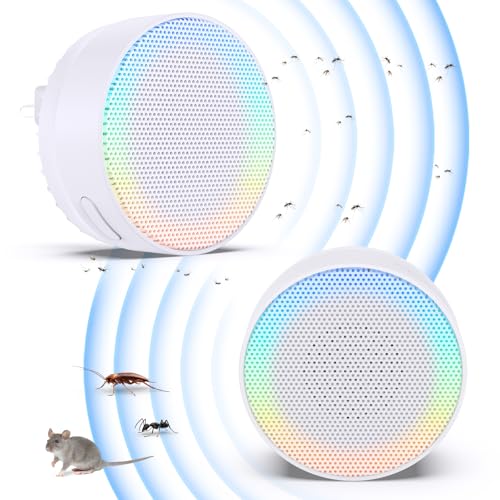 Mückenschutz Ultraschall Schädlingsbekämpfer, Insektenschutzmittel Elektrisch Schädlingsbekämpfungs-Plug-In für Ratte, Kakerlake, Moskiton, Spinne, Fruchtfliegen, Motten, Harmlos Haustiere, 2 Stück