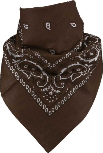 Harrys-Collection Unisex Bandana Bindetuch 100% Baumwolle (1 er 6 er oder 12 er Pack), Farbe:dunkelbraun