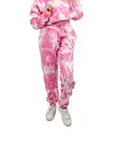 NOROZE Damen Fleece Tie Dye Jogginghose mit Kordelzug Jogger 2 seitliche Taschenhosen Lässige Trainingshose Fitnesshose Hose (40, Rosa)