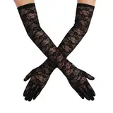 Lusofie Schwarze Spitze Handschuhe Lang für Damen Elegant Tee Party Lang Spitzenhandschuhe Schwarz 1920er Jahre Verlobungskleid Party Tanz Oper Halloween Schwarz Handschuhe für Damen