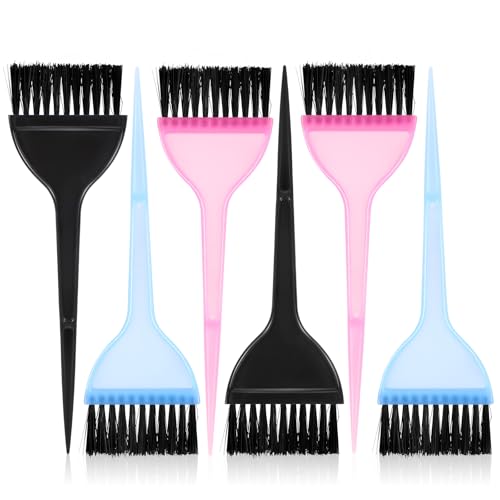 Färbepinsel 6 Stück Bunt Haarfärbe Bürste Friseur Pinsel Professional Haarfärbepinsel Blua Haarfarbe Pinsel Haare Färben Zubehör Für Diy Färben Kunststoff Nylon Rosa Schwarz Blau 20 × 6 Cm