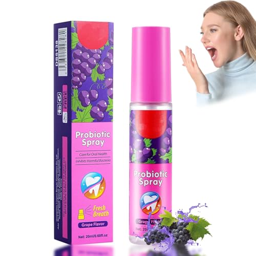 Mundspray,Erfrischungsspray,Mundspray Gegen Mundgeruch,Probadent Gegen Mundgeruch,Gegen Mundgeruch Und Karies,Traube Mundspray,FüR Nachhaltig Frischen Atem-Wie Mundwasser Zum Mitnehmen(1x20ml)