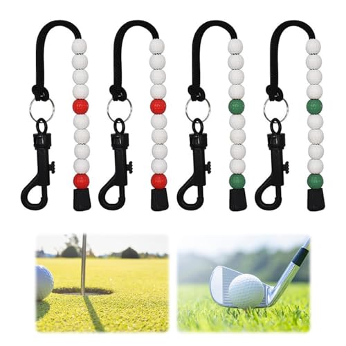 Golf Score Zähler Stroke Counter,Golf Ergebnis Zähler,4 Stück Golf Perlen Schlagzähler,Golf Schlagzähler,Golf Zählkette,Golf Score Counter,Golf Score Stroke Perlen,Golf Club Perlen Kette Scorezähler