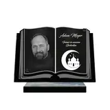 ETERNEL - Personalisierte Grabplatte Buch Islam Foto und Text anpassbar, lasergravierte Grabplatte für Hommage, Friedhofsplatte, Bestattungszeremonie, Grabstätte