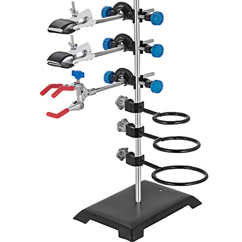 VEVOR Laborständer 60 cm laborstativ Set, Laborständer Halterungen Labor Unterstützung Edelstahl & Gusseisen stativmaterial eingestellbar für Labor Experiment Chemie Physikalische Forschung (60 cm)