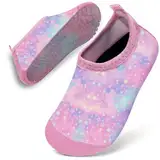 Badeschuhe Baby Kinder Wasserschuhe Schwimmschuhe Mädchen Strandschuhe Badesoken Kleinkind Aquaschuhe Barfuss Schuhe(Rosa Lila Stern,20/21)