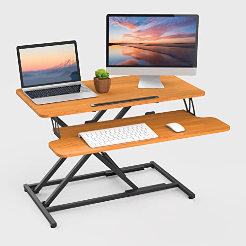 ERGOMAKER Stehpult Höhenverstellbarer Schreibtisch, 80 x 40cm Schnell Sitz Steh Computertisch für Zwei Monitore