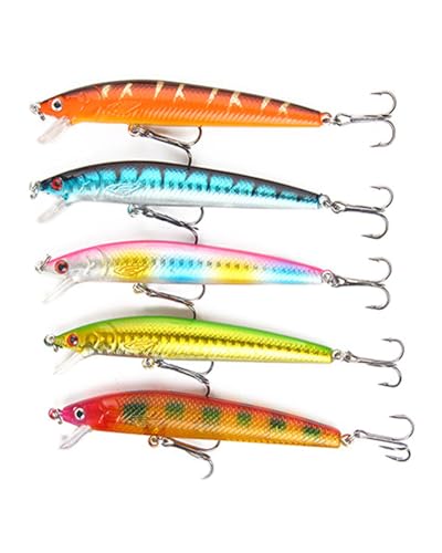 KGDUYC 5PCS angel köder,Große Angelköder Set forellenköder Angelköder zum Raubfisch Angeln auf Hecht Barsch Zander, Wobbler Kunstköder Set,barsch köder,zander wobbler,kunstköder wobble