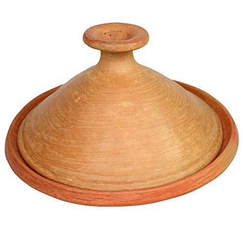 L´orient Marokkanische Tajine, Ø 35 cm, für 4-5 Personen, Tontopf, Gartopf, Schmortopf, frei von Schadstoffe, Handgefertigt in Marrakesch