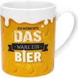 GRUSS & CO XL-Tasse Motiv Bier | lustige Tasse, Porzellan, Tasse groß 60 cl, gelb | Männergeschenk, Partygeschenk | 48813