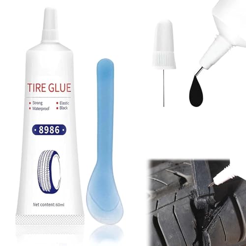 Reifenreparaturkleber, Reifenkleber Autoreifen, 60 ml Reifenreparatur Kleber, Hohe Temperaturbeständigkeit, Reifendichtmittel für Auto/Motorrad/Fahrrad, Repariert Schnell Reifenrisse, Löcher