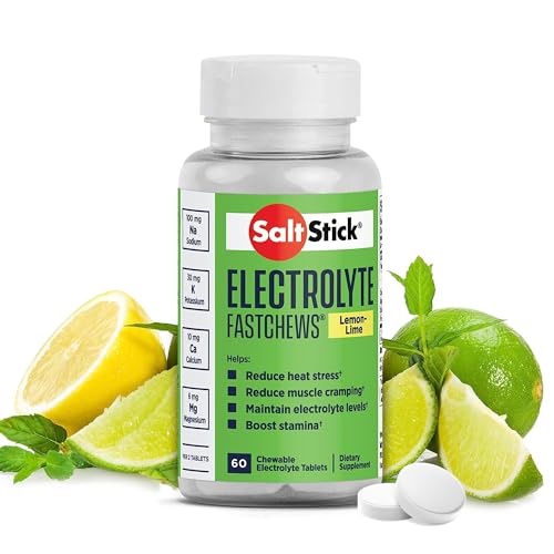 SaltStick Fastchews Lemon 60 Elektrolyt-Kautabletten mit Salz, Mineralstoffen (Natrium, Kalium, Calcium, Magnesium) und Kohlenhydraten, 99 g BOTTLELL03-2060 0