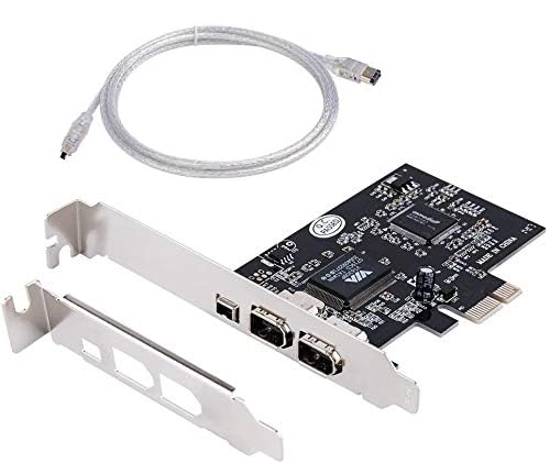 QNINE Firewire Karte, PCIe Firewire Adapter für Windows 10, 3 Anschlüsse IEEE 1394 PCI Express Controller Karte für Desktop PC Windows 7 (Nicht kompatibel mit HP und Dell)