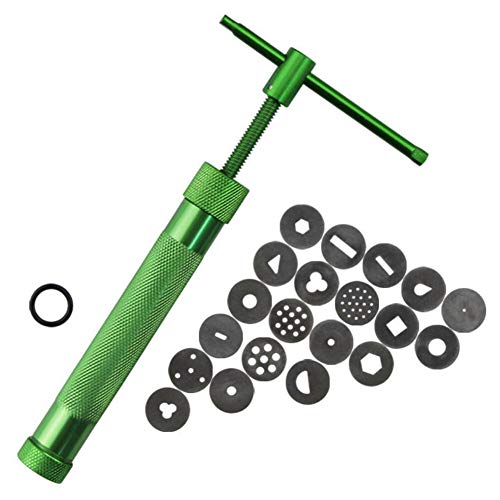 Edelstahl-Tonpistole, Fondant Presse mit 20 Formen, Zuckerfertigkeit Tortendeko Werkzeug Baking Tool, Dekorationswerkzeug-Set