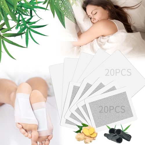 20 Stück Detox Fußpflaster,Entgiftungspflaster Füße Original,Natürliche Deep Cleansing Foot Pads,Detox Pflaster Fuß,Detox Foot Patch Entgiftung,für Reinigung Körpers Tiefschlaf 100% Natürliche Fußpads