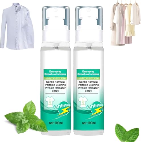 Gentle Formula Portable Clothing Wrinkle Releaser Spray | Anti Static Spray for Clothes | Fabric Wrinkle Release Spray | Anti Static Spray For Clothes | Lothes Refresher Spray (2pcs)