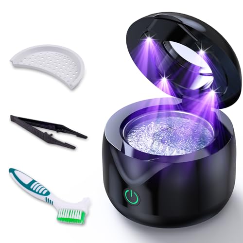 ITSHINY Ultraschallreinigungsgerät, 45000Hz Ultraschallreiniger, 200ml Dental UV Pod, 25W Ultrasonic cleaner für Zahnersatz, Aligner, Zahnspangen, Zahnbürstenköpfe, Schmuck
