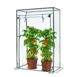 KANWOD Gewächshaus Garten mit Aufrollbarer Tür - Tomatengewächshaus - Foliengewächshaus Winterfest für Balkon, Terrasse, Garten - Einfach zu Montieren - Transparent - 150x100x50cm