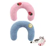 CPRNQY 2 Stück Katzen Kissen, Hunde Kissen, Baldrian Kissen für Katzen Haustierkissen Katzenkissen Plüsch Haustierspielzeug zum Schlafen Katze Kuscheltier für Ausruhen, Spielen(Blau, Rosa)