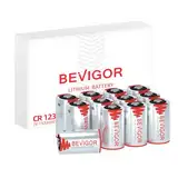 Bevigor CR123A Lithium Batterie 12 Stück, 1500mAh 3V Li-Ion, Nicht wiederaufladbarer Hochleistungs-Li-Ion-Batterie für Haussicherheit und drahtlose Sicherheitssysteme